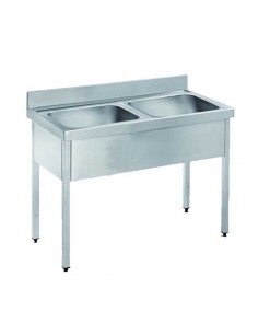 Fregadero industrial con 2 cubas y sin escurridor Serie 600