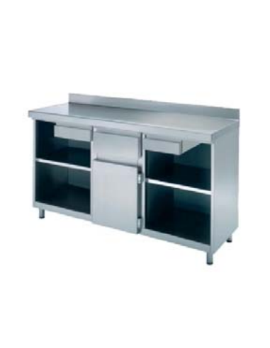 Mueble cafetero acero inoxidable con 2 estantes 1500x600x1050