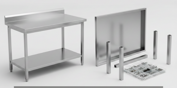 ¿Es mejor comprar una mesa de acero inoxidable montada o desmontada para un bar? 