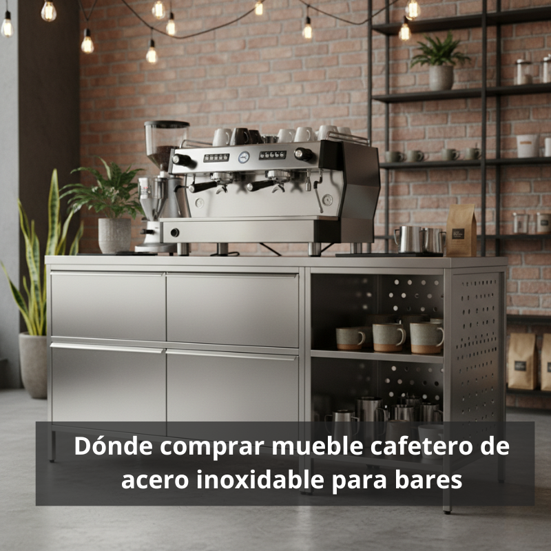 ¿Dónde comprar mueble cafetero de acero inoxidable para bares?